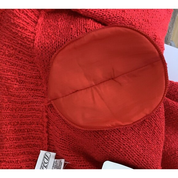 Vintage 90's SIDEFFECTS Red Textured Knit Cardigan Duster Sweater Coat Large - Picture 11 of 14